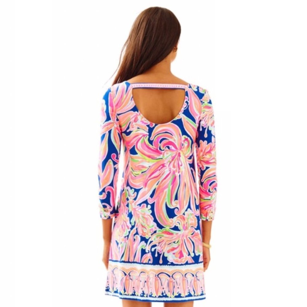 Lilly Pulitzer Emma Swing Dress Resort Navy Banana Flambe - Picture 2 of 7